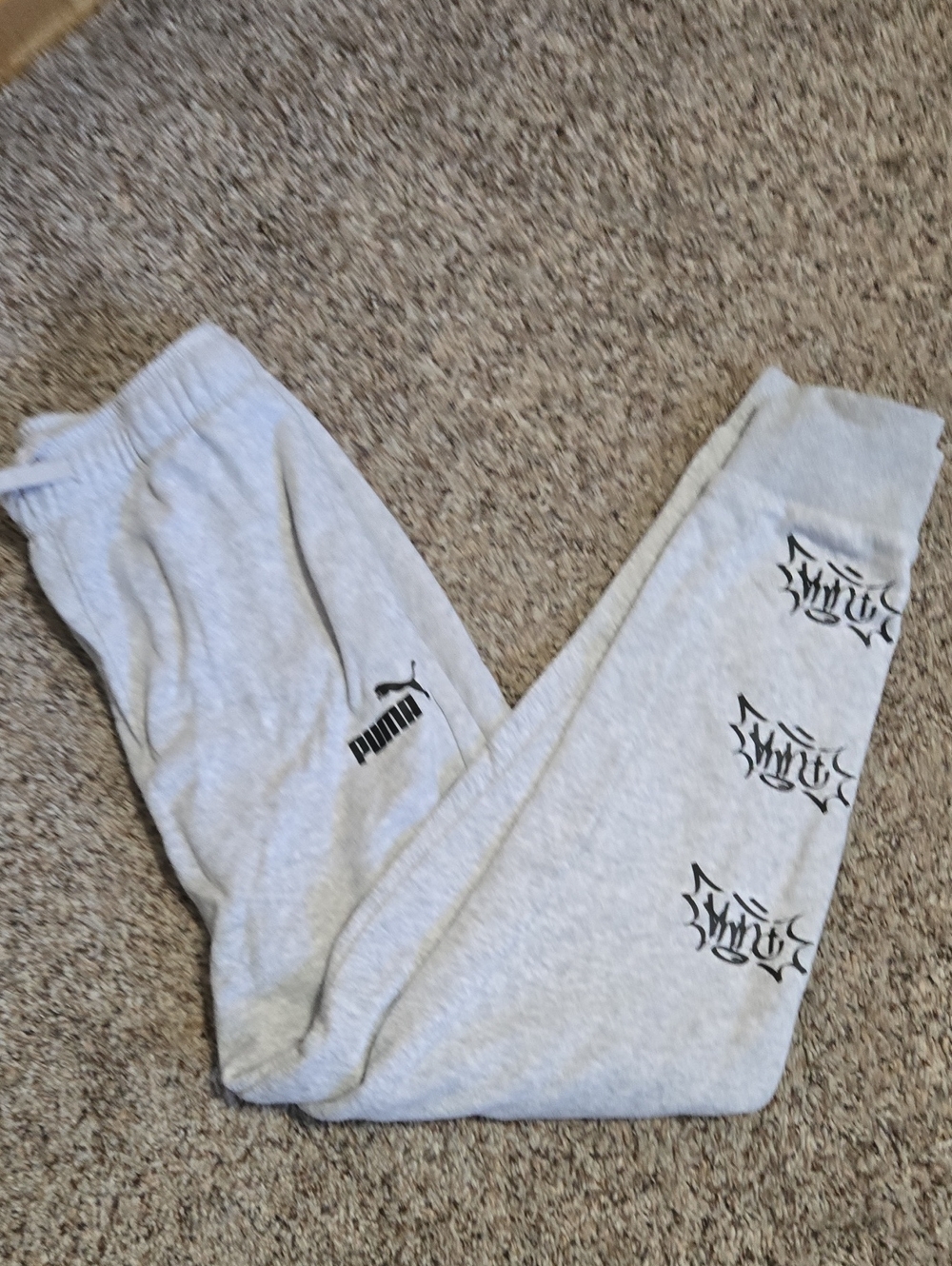 Puma Kids Light Gray Logo Sweatpants with Side Graphic